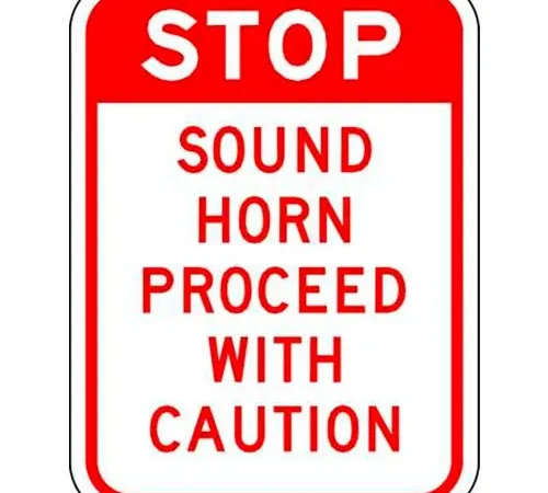 Zing? Eco Traffic Sign, Stop Sound Horn, 18"H x 12"W, HIP, 1/16" Thick