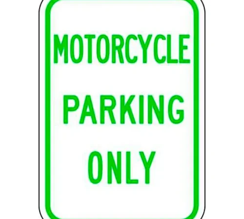 Zing? Eco Parking Sign, Motorcycle Parking Only, 18"H x 12"W, HIP, 1/16" Thick