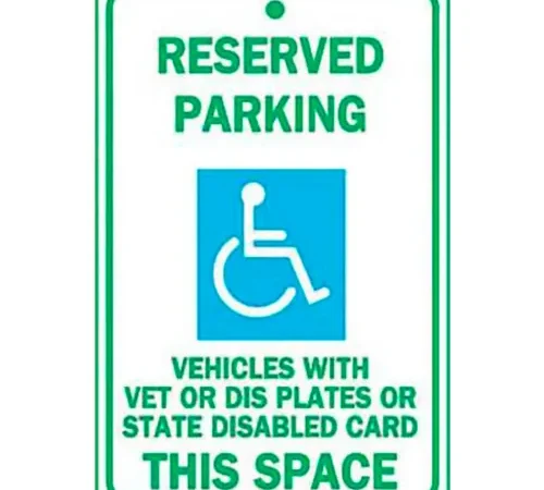 Zing? Eco Parking Sign, Reserved Handicapped Parking, 18"H x 12"W, HIP, 1/16" Thick