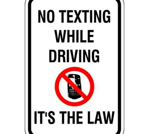 Zing? Eco Traffic Sign, No Texting While Driving, 18"H x 12"W, HIP, 1/16" Thick