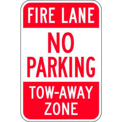 Zing Eco Parking Sign, Fire Lane No Parking, 18"H x 12"W, HIP, 1/16" Thick