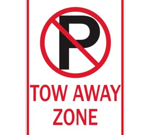 Zing? Eco Parking Sign, Tow Away Zone No Parking, 18"H x 12"W, EGP, 1/16" Thick