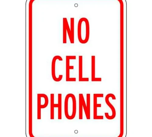Zing? Eco Parking Sign, No Cell Phones, 12"H x 18"W, EGP, 1/16" Thick