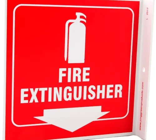 Zing Eco Safety L Sign, Fire Extinguisher, 7"W x 7"H, Recycled Plastic
