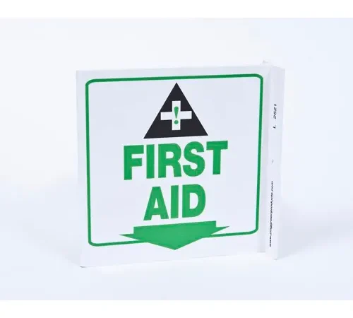 Zing Eco Safety L Sign, First Aid, 7"W x 7"H, Recycled Plastic
