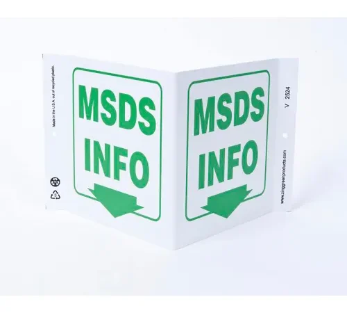 Zing Eco Safety V Sign, MSDS Info., 12"W x 7"H, Recycled Plastic