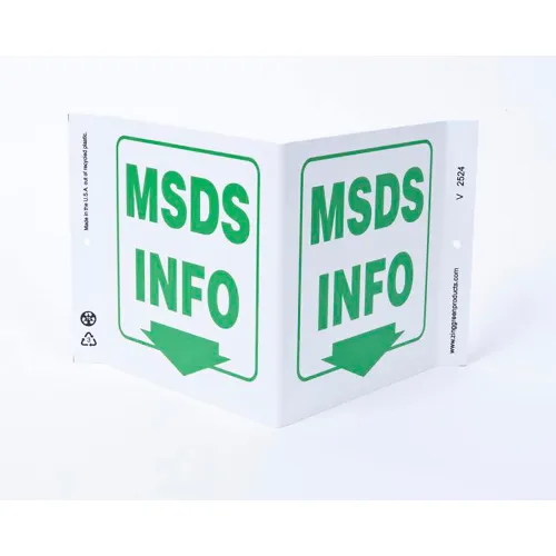Zing Eco Safety V Sign, MSDS Info., 12"W x 7"H, Recycled Plastic