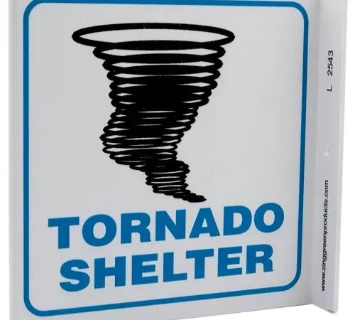 Zing Eco Safety L Sign, Tornado Shelter, 7"W x 7"H, Recycled Plastic