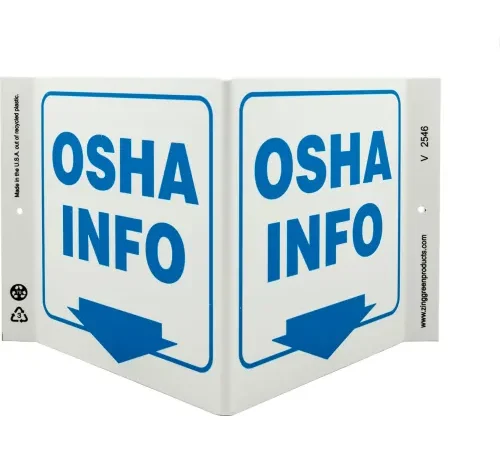 Zing Eco Safety V Sign, OSHA Info., 12"W x 7"H, Recycled Plastic