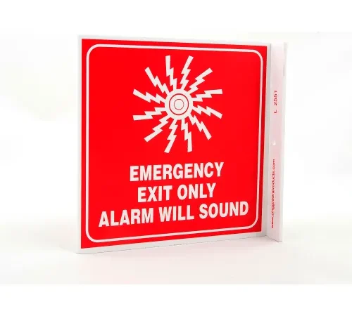 Zing Eco Safety L Sign, Emergency Exit Only, 7"W x 7"H, Recycled Plastic