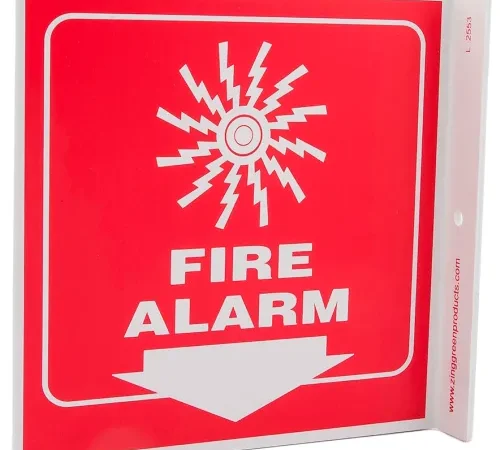 Zing Eco Safety L Sign, Fire Alarm, 7"W x 7"H, Recycled Plastic