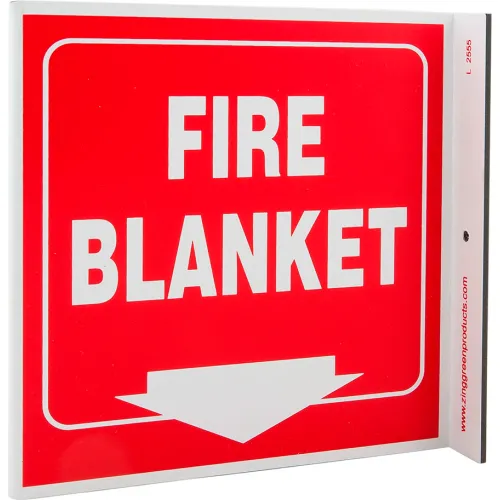 Zing Eco Safety L Sign, Fire Blanket, 7"W x 7"H, Recycled Plastic