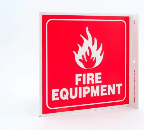 Zing Eco Safety L Sign, Fire Equipment, 7"W x 7"H, Recycled Plastic