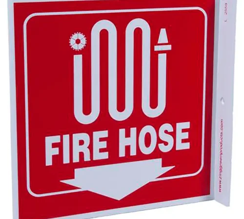 Zing Eco Safety L Sign, Fire Hose, 7"W x 7"H, Recycled Plastic