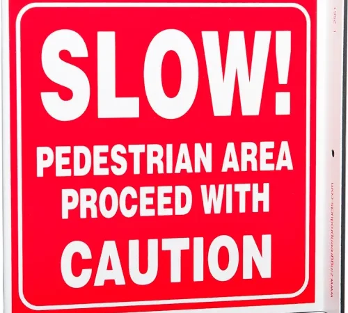 Zing Eco Safety L Sign, Slow Pedestrian Area, 7"W x 7"H, Recycled Plastic