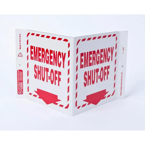 Zing Eco Safety V Sign, Emergency Shut Off, 12"W x 7"H, Recycled Plastic