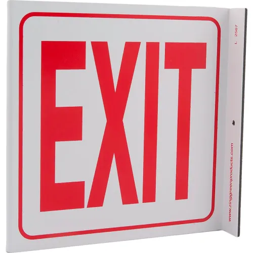 Zing Eco Safety L Sign, Exit, 7"W x 7"H, Recycled Plastic