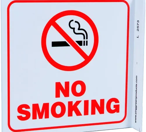 Zing Eco Safety L Sign, No Smoking, 7"W x 7"H, Recycled Plastic