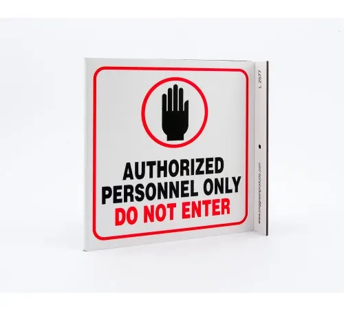 Zing Eco Safety L Sign, Authorized Personnel Only, 7"W x 7"H, Recycled Plastic