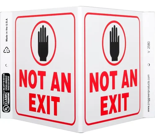 Zing Eco Safety V Sign, Not An Exit, 12"W x 7"H, Recycled Plastic