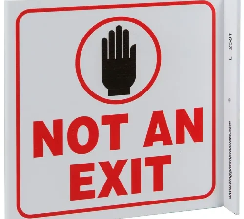 Zing Eco Safety L Sign, Not An Exit, 7"W x 7"H, Recycled Plastic