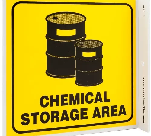 Zing Eco Safety L Sign, Chemical Storage Area, 7"W x 7"H, Recycled Plastic