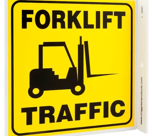 Zing Eco Safety L Sign, Forklift Traffic, 7"W x 7"H, Recycled Plastic