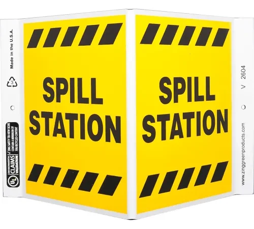 Zing Eco Safety V Sign, Spill Station, 12"W x 7"H, Recycled Plastic