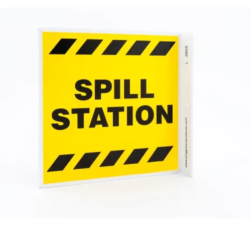 Zing Eco Safety L Sign, Spill Station, 7"W x 7"H, Recycled Plastic