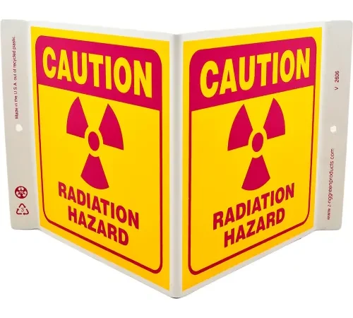 Zing Eco Safety V Sign, Radiation Hazard, 12"W x 7"H, Plastic, Red/Yellow