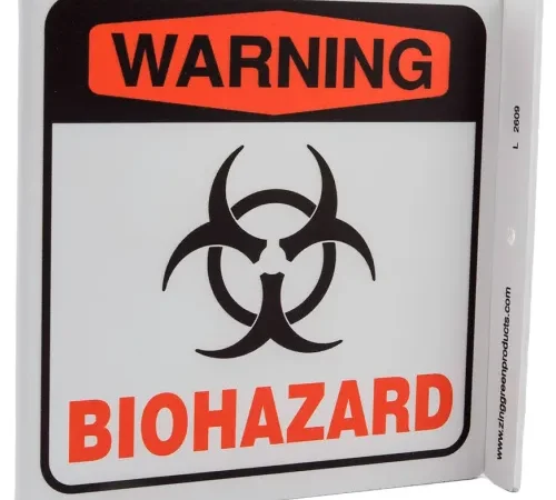 Zing Eco Safety L Sign, Warning BioHazard, 7"W x 7"H, Recycled Plastic