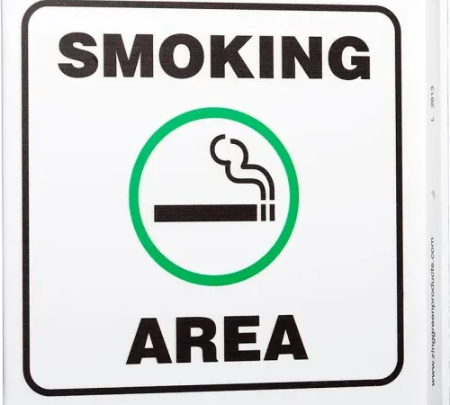 Zing Eco Safety L Sign, Smoking Area, 7"W x 7"H, Recycled Plastic