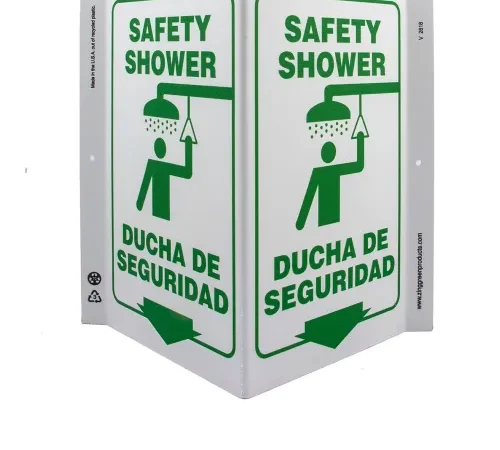 Zing Eco Safety V Sign, Safety Shower Bilingual, 10-5/8"W x 11"H, Recycled Plastic