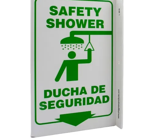 Zing Eco Safety L Sign, Safety Shower Bilingual, 8"W x 11"H, Recycled Plastic
