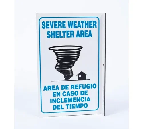 Zing Eco Safety L Sign, Severe Weather Bilingual, 8"W x 11"H, Recycled Plastic