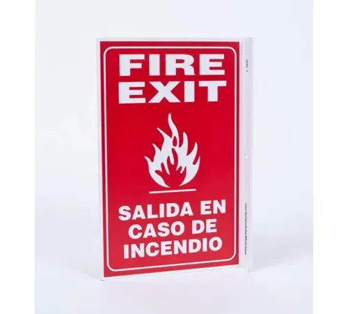 Zing Eco Safety L Sign, Fire Exit Bilingual, 8"W x 11"H, Recycled Plastic