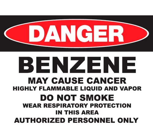Zing Eco GHS Sign, Danger Benzene, 14"W x 10"H, Recycled Polystyrene Self Adhesive