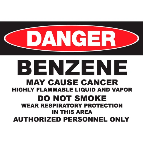 Zing Eco GHS Sign, Danger Benzene, 14"W x 10"H, Recycled Polystyrene Self Adhesive