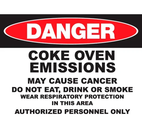 Zing Eco GHS Sign, Danger Coke Oven Emissions, 14"W x 10"H, Recycled Polystyrene Self Adhesive