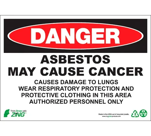 Zing Eco GHS Sign, Danger Asbestos May Cause Cancer, 14"W x 10"H, Recycled Aluminum