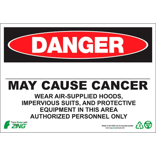 Zing Eco GHS Sign, Danger Blank, Cancer, 14"W x 10"H, Recycled Plastic