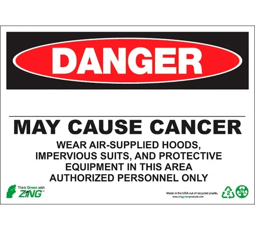 Zing Eco GHS Sign, Danger Blank, Cancer, 14"W x 10"H, Recycled Aluminum