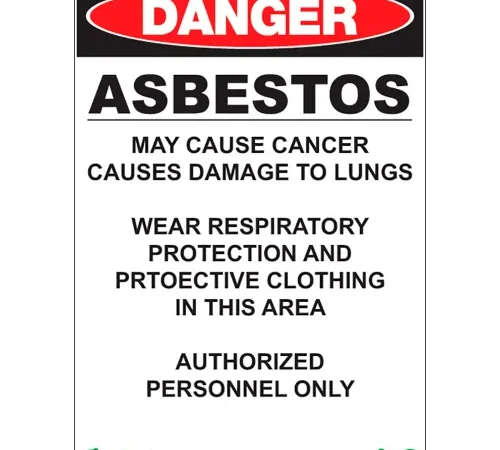 Zing Eco GHS Sign, Danger Asbestos, 10"W x 14"H, Recycled Plastic