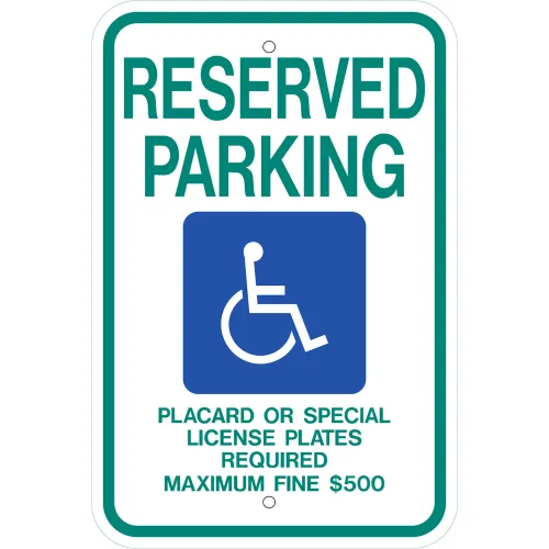 Zing Eco Parking Sign, Handicapped Reserved Parking Placard, Hawaii, 12"W x 18"H, Recycled Aluminum