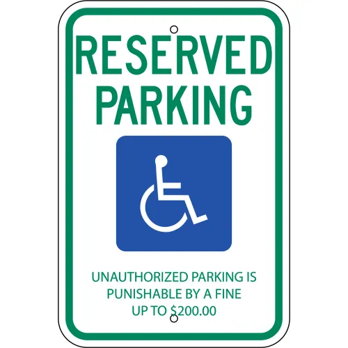 Zing Eco Parking Sign, Handicapped Reserved Parking, Tennessee, 12"W x 18"H, Recycled Aluminum