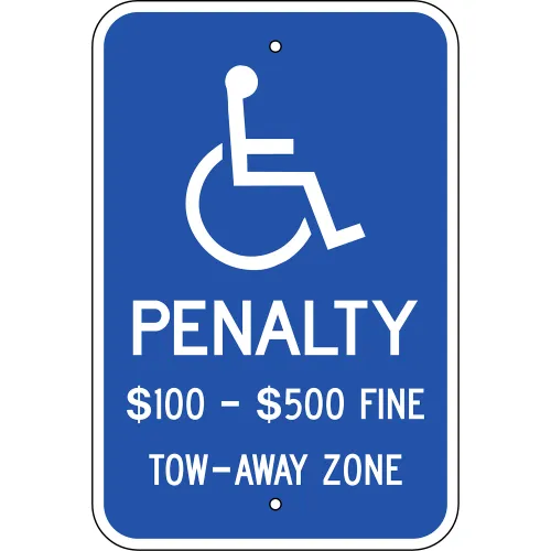 Zing Eco Parking Sign, Handicapped Parking Penalty, Virginia, 12"W x 18"H, Recycled Aluminum