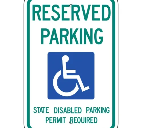 Zing Eco Parking Sign, Handicapped Reserved Parking, Washington, 12"W x 18"H, Recycled Aluminum