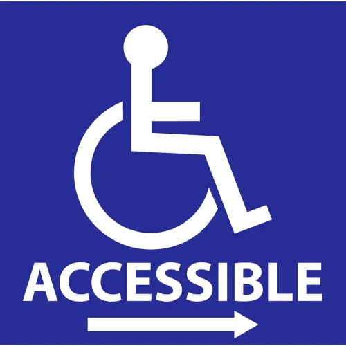 Zing Eco Handicapped Right Arrow Label, Accessible, 6"W x 6"H, White/Blue, Pack of 2