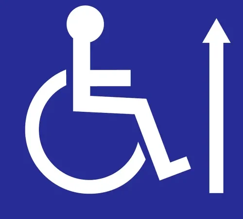 Zing Eco Handicapped Up Arrow Label, 6"W x 6"H, White/Blue, Pack of 2