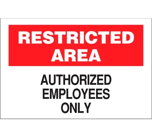 Zing Eco Security Sign, Restricted Area Authorized Employees..., 14"W x 10"H, Recycled Aluminum